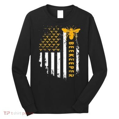 Honey Bee Beekeeping Flag US Beekeeper Long Sleeve Shirt