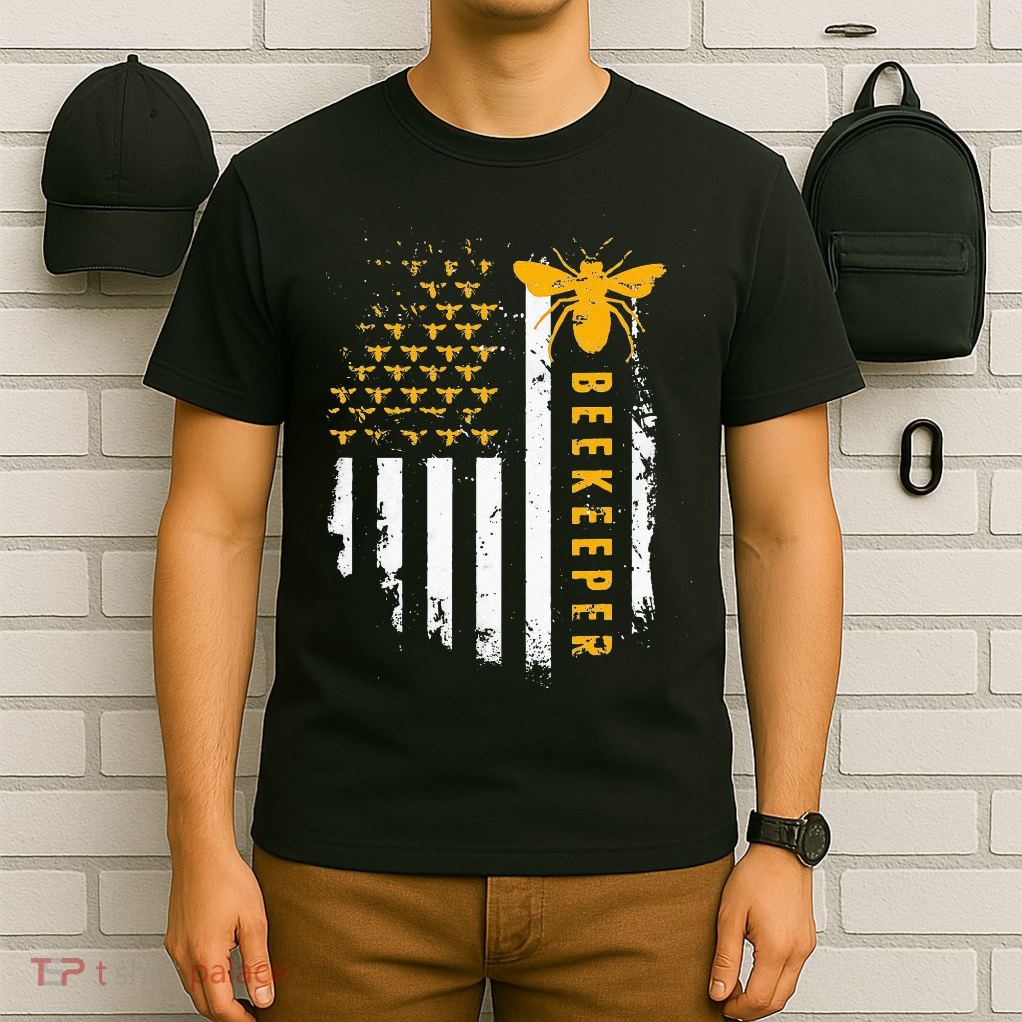 Honey Bee Beekeeping Flag US Beekeeper T-Shirt
