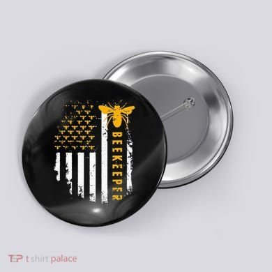Honey Bee Beekeeping Flag US Beekeeper Button