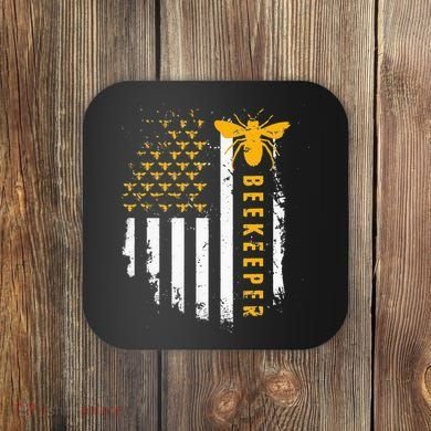 Honey Bee Beekeeping Flag US Beekeeper Coaster