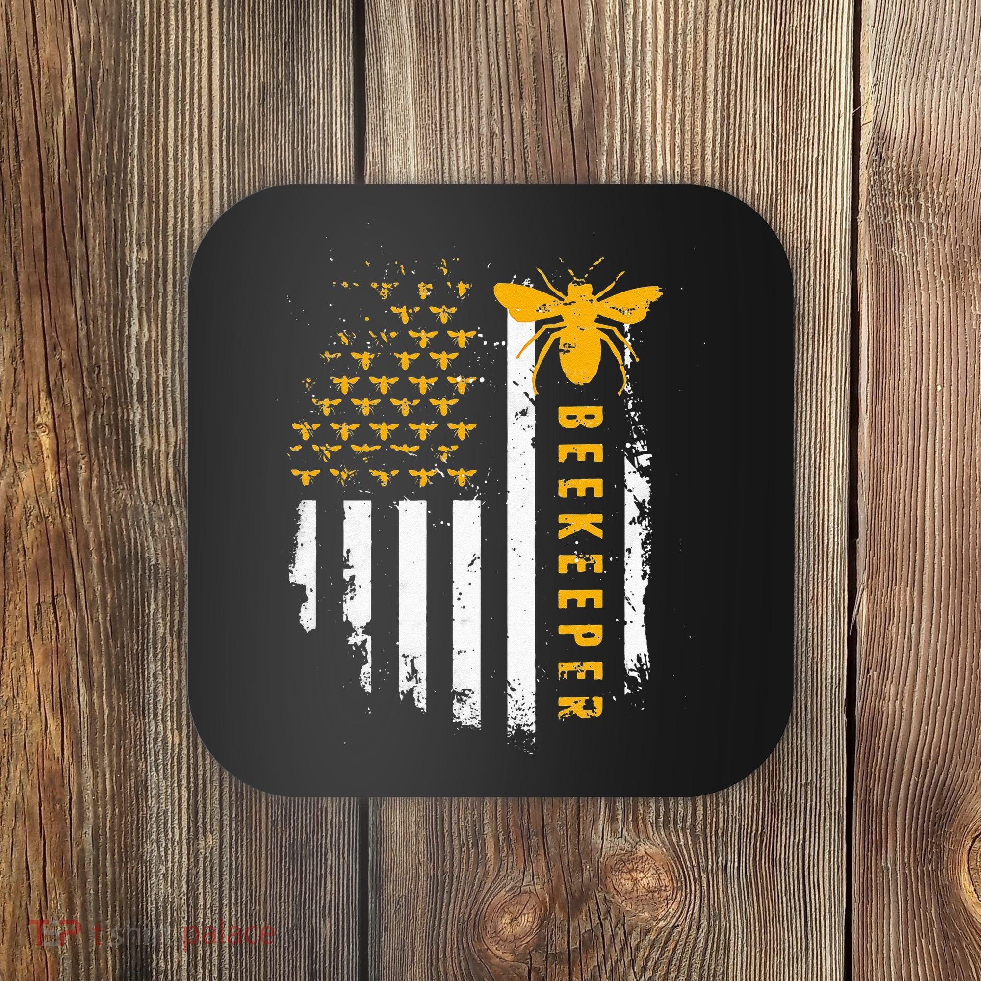 Honey Bee Beekeeping Flag US Beekeeper Coaster
