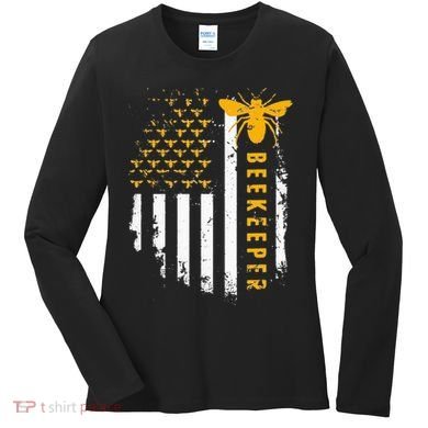 Honey Bee Beekeeping Flag US Beekeeper Women's Long Sleeve Shirt
