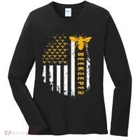 Honey Bee Beekeeping Flag US Beekeeper Women's Long Sleeve Shirt thumb 0