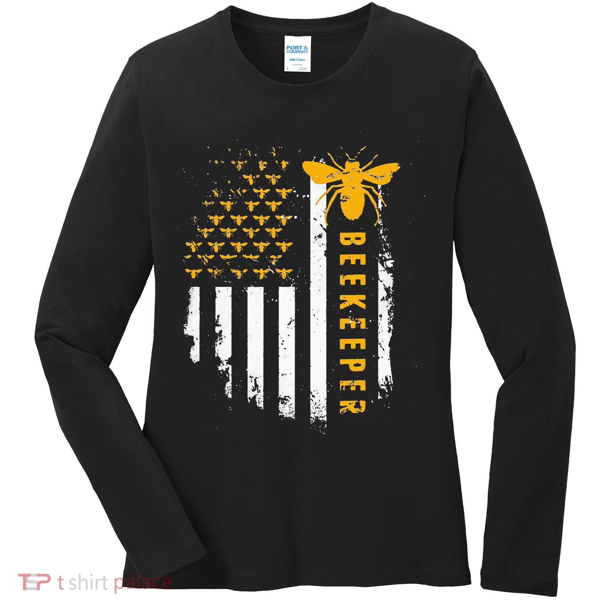 Honey Bee Beekeeping Flag US Beekeeper Women's Long Sleeve Shirt