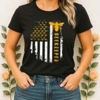 Honey Bee Beekeeping Flag US Beekeeper Women's T-Shirt thumb 2