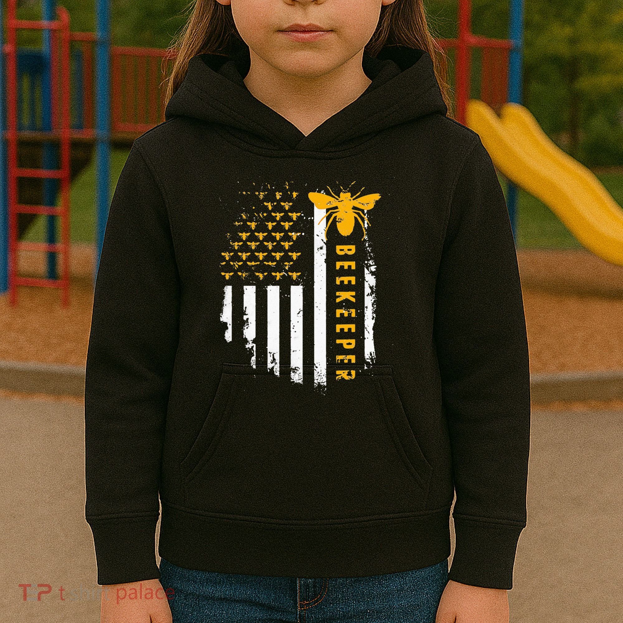 Honey Bee Beekeeping Flag US Beekeeper Kids Hoodie