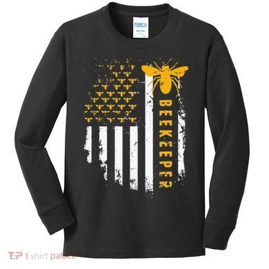 Honey Bee Beekeeping Flag US Beekeeper Kids Long Sleeve Shirt