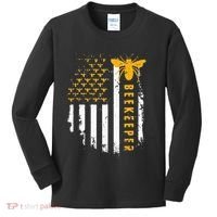 Honey Bee Beekeeping Flag US Beekeeper Kids Long Sleeve Shirt thumb 0