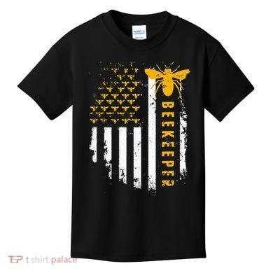 Honey Bee Beekeeping Flag US Beekeeper Kids T-Shirt