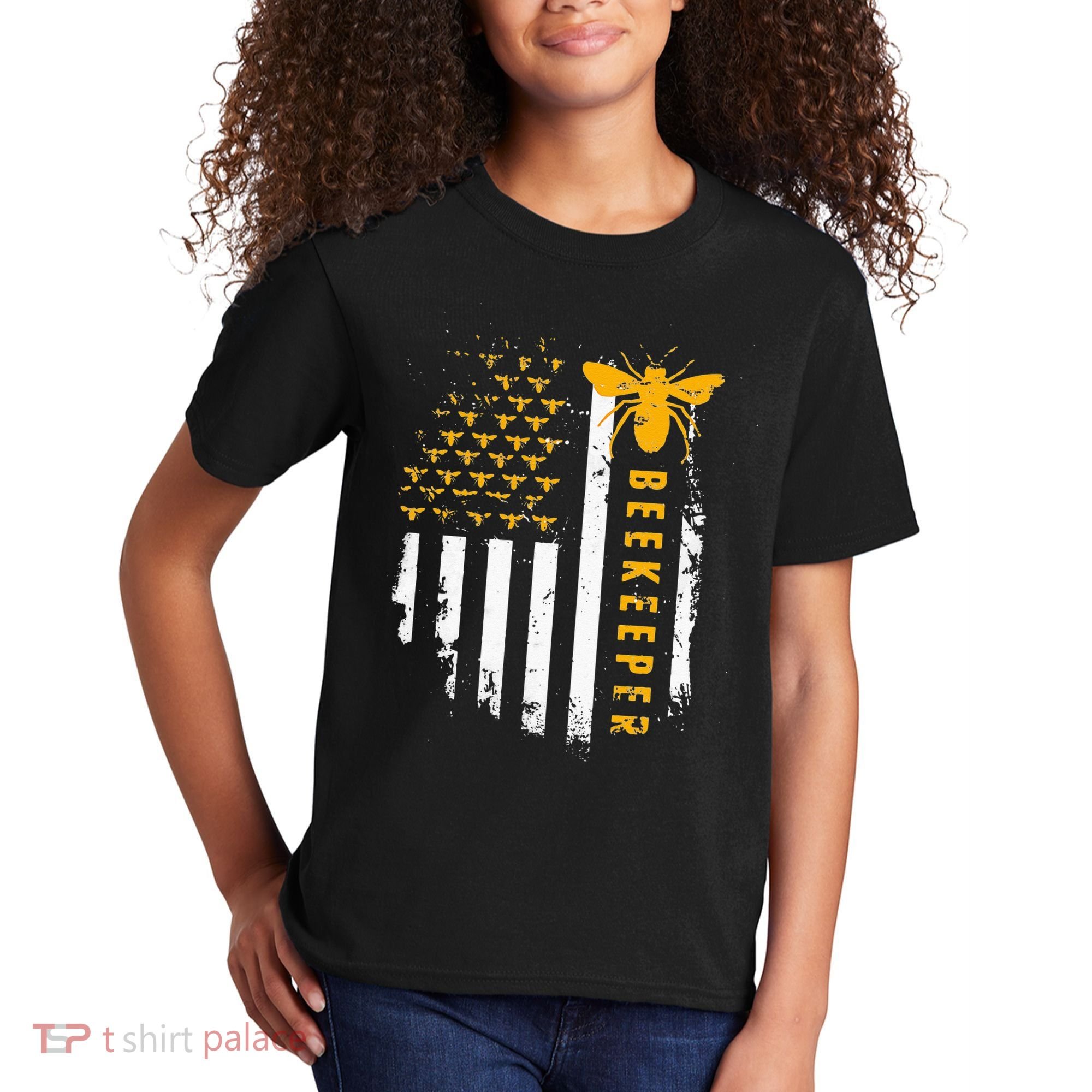 Honey Bee Beekeeping Flag US Beekeeper Kids T-Shirt