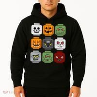 Halloween Building Brick Head Pumpkin Ghost Zombie Friends Hoodie thumb 2