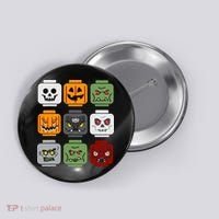 Halloween Building Brick Head Pumpkin Ghost Zombie Friends Button thumb 0