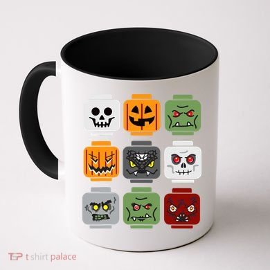 Halloween Building Brick Head Pumpkin Ghost Zombie Friends Coffee Mug