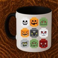 Halloween Building Brick Head Pumpkin Ghost Zombie Friends Coffee Mug thumb 2