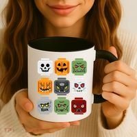Halloween Building Brick Head Pumpkin Ghost Zombie Friends Coffee Mug thumb 3