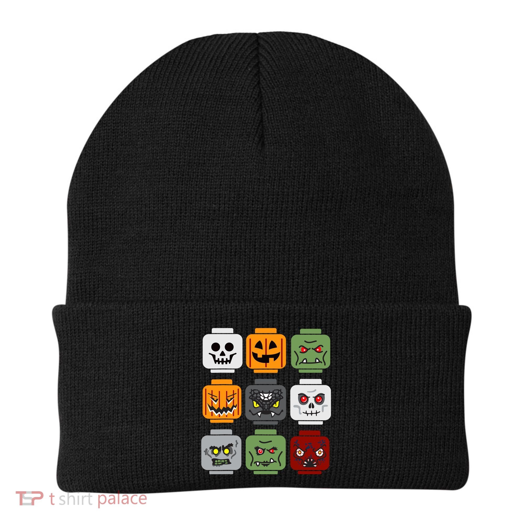 Halloween Building Brick Head Pumpkin Ghost Zombie Friends Beanie