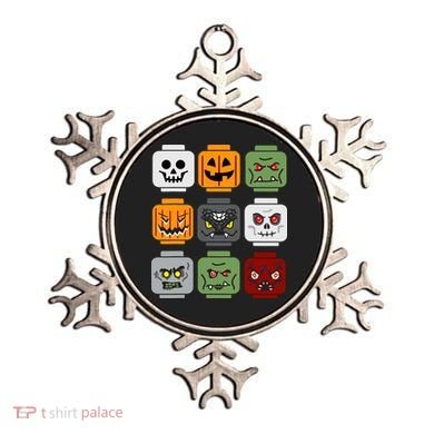 Halloween Building Brick Head Pumpkin Ghost Zombie Friends Ornament