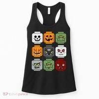 Halloween Building Brick Head Pumpkin Ghost Zombie Friends Women's Tank Top thumb 0