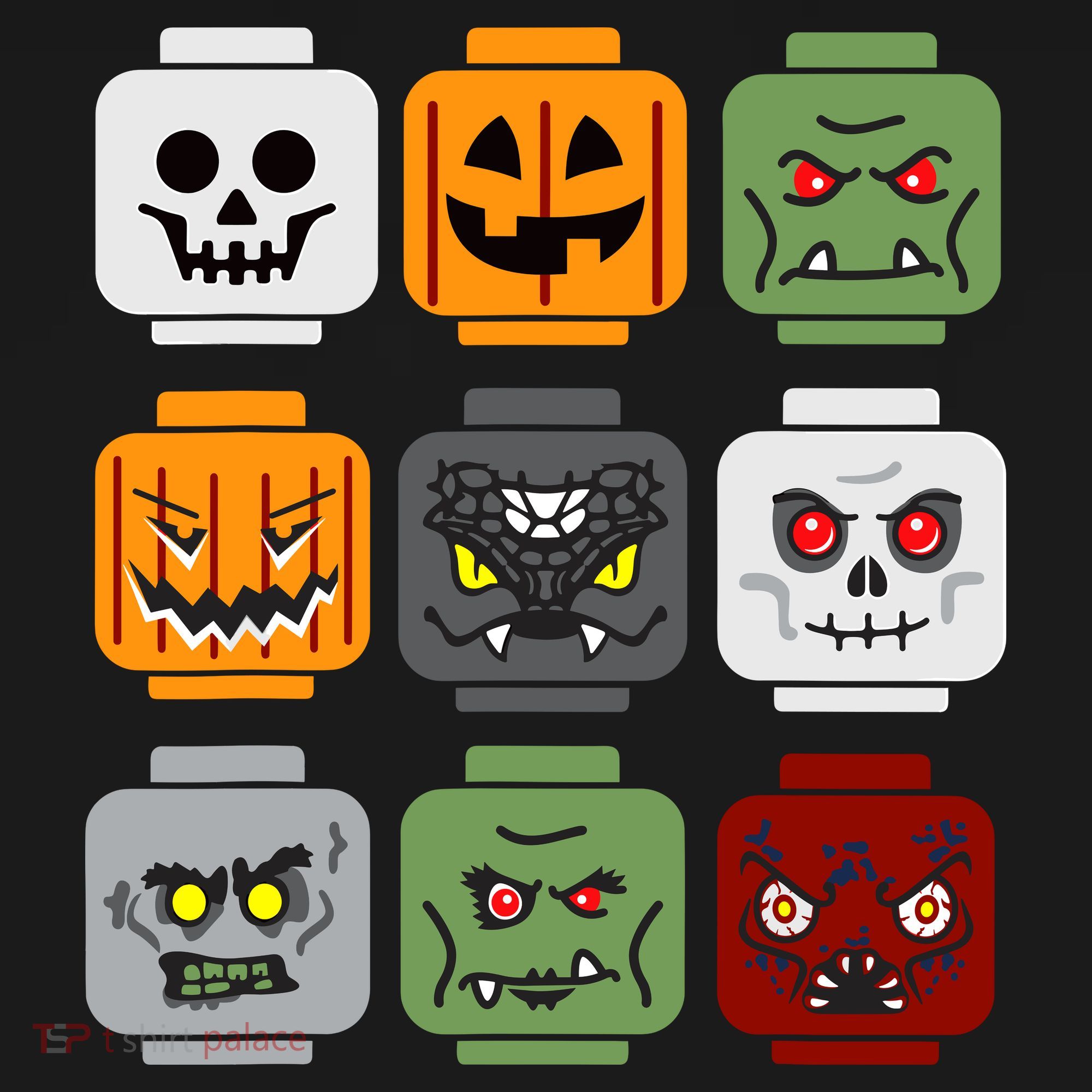 Halloween Building Brick Head Pumpkin Ghost Zombie Friends Women's Tank Top