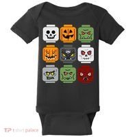 Halloween Building Brick Head Pumpkin Ghost Zombie Friends Baby Bodysuit thumb 0