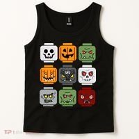 Halloween Building Brick Head Pumpkin Ghost Zombie Friends Tank Top thumb 2