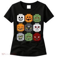 Halloween Building Brick Head Pumpkin Ghost Zombie Friends Women's T-Shirt thumb 0