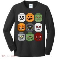 Halloween Building Brick Head Pumpkin Ghost Zombie Friends Kids Long Sleeve Shirt thumb 0