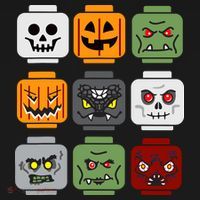 Halloween Building Brick Head Pumpkin Ghost Zombie Friends Kids Long Sleeve Shirt thumb 2