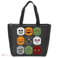 Halloween Building Brick Head Pumpkin Ghost Zombie Friends Tote Bag thumb 0