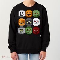 Halloween Building Brick Head Pumpkin Ghost Zombie Friends Women's Sweatshirt thumb 0