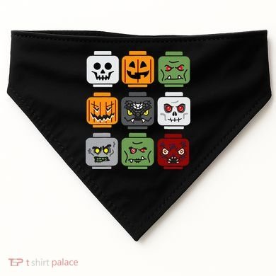 Halloween Building Brick Head Pumpkin Ghost Zombie Friends USA-Made Doggie Bandana