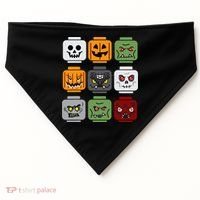 Halloween Building Brick Head Pumpkin Ghost Zombie Friends USA-Made Doggie Bandana thumb 0