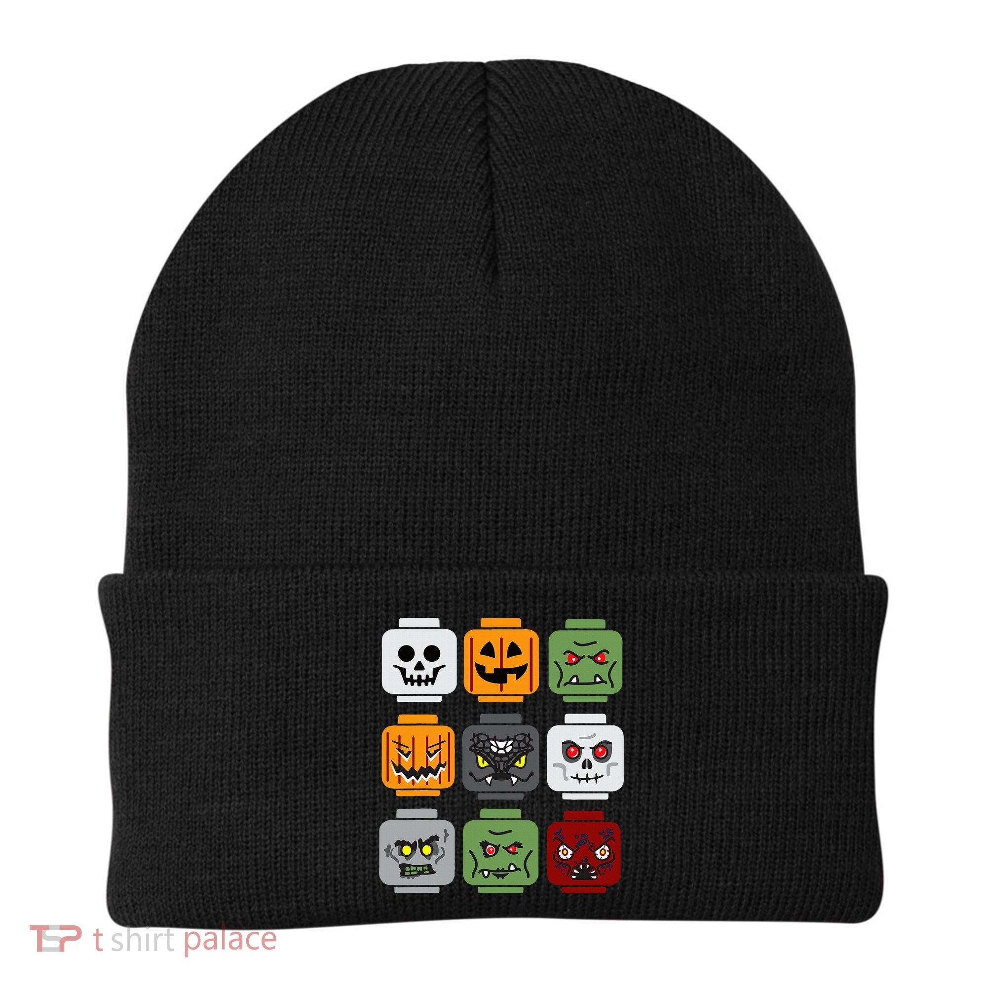 Halloween Building Brick Head Pumpkin Ghost Zombie Friends Beanie