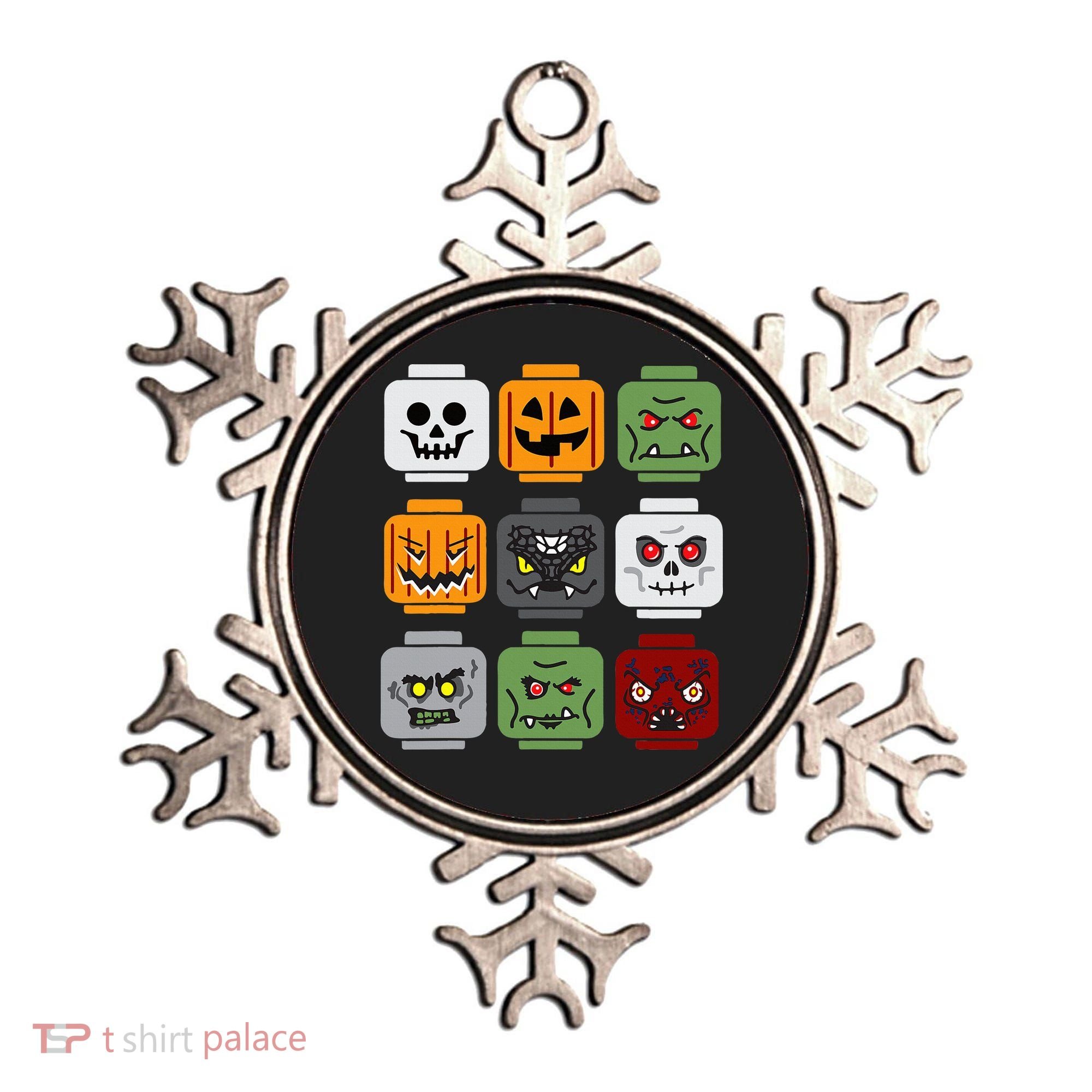 Halloween Building Brick Head Pumpkin Ghost Zombie Friends Ornament