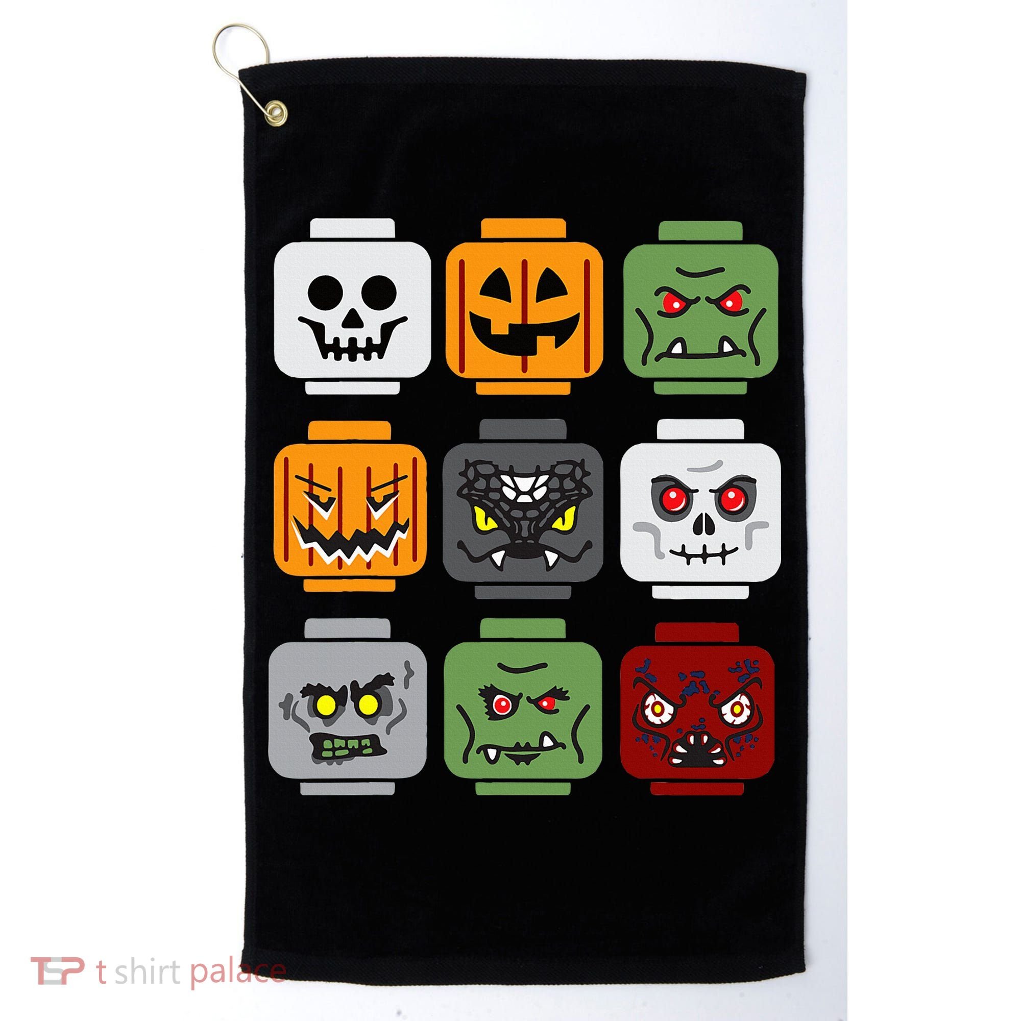 Halloween Building Brick Head Pumpkin Ghost Zombie Friends Golf Towel