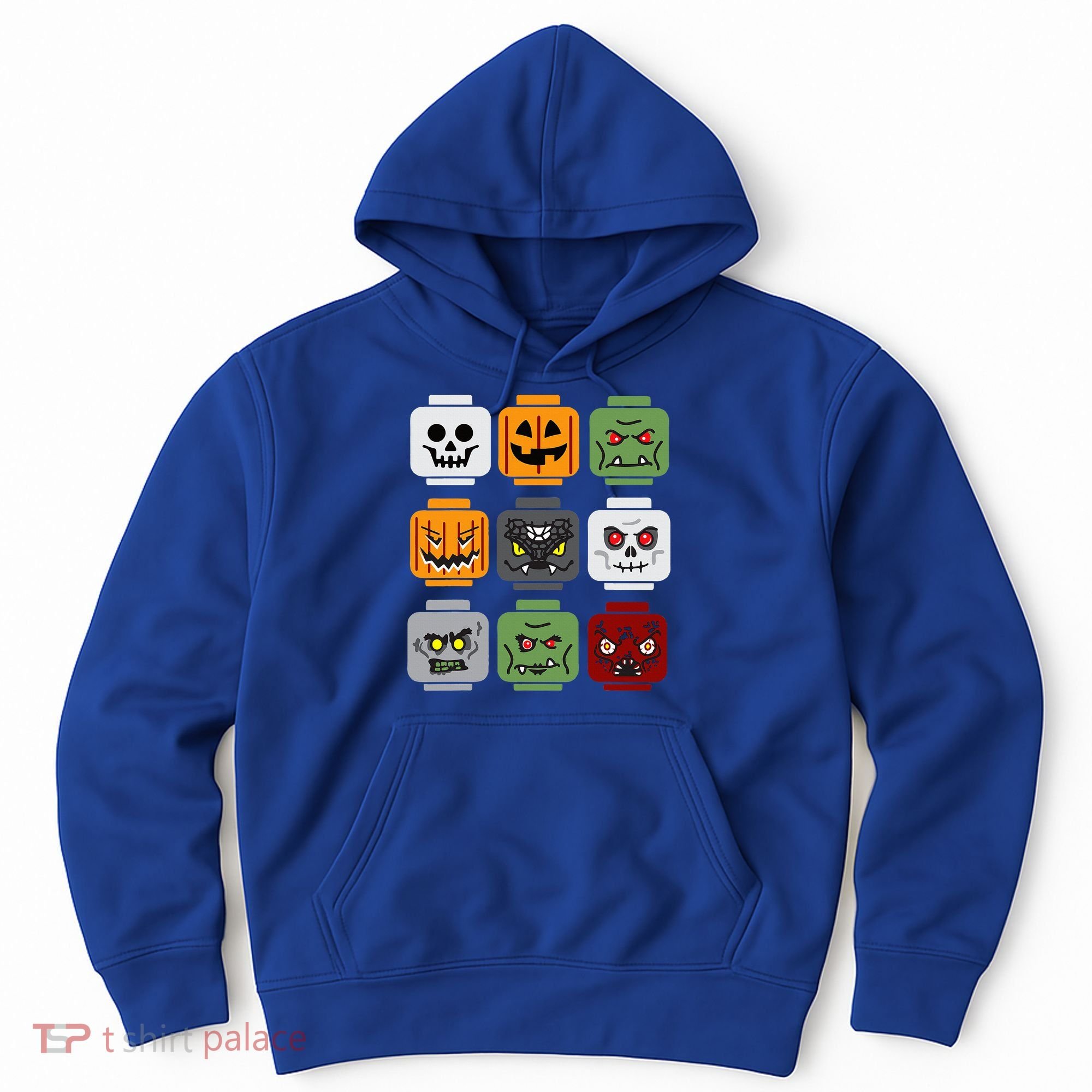 Halloween Building Brick Head Pumpkin Ghost Zombie Friends Hoodie