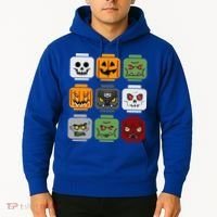 Halloween Building Brick Head Pumpkin Ghost Zombie Friends Hoodie thumb 2