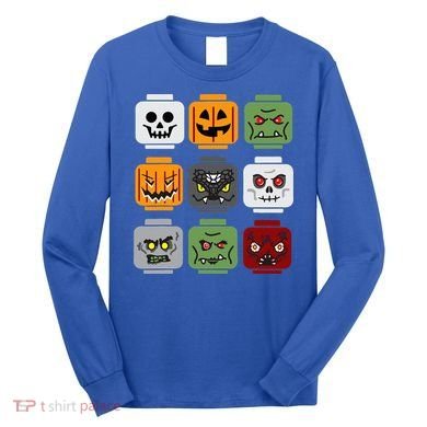 Halloween Building Brick Head Pumpkin Ghost Zombie Friends Long Sleeve Shirt