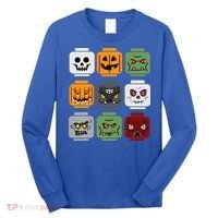 Halloween Building Brick Head Pumpkin Ghost Zombie Friends Long Sleeve Shirt thumb 0