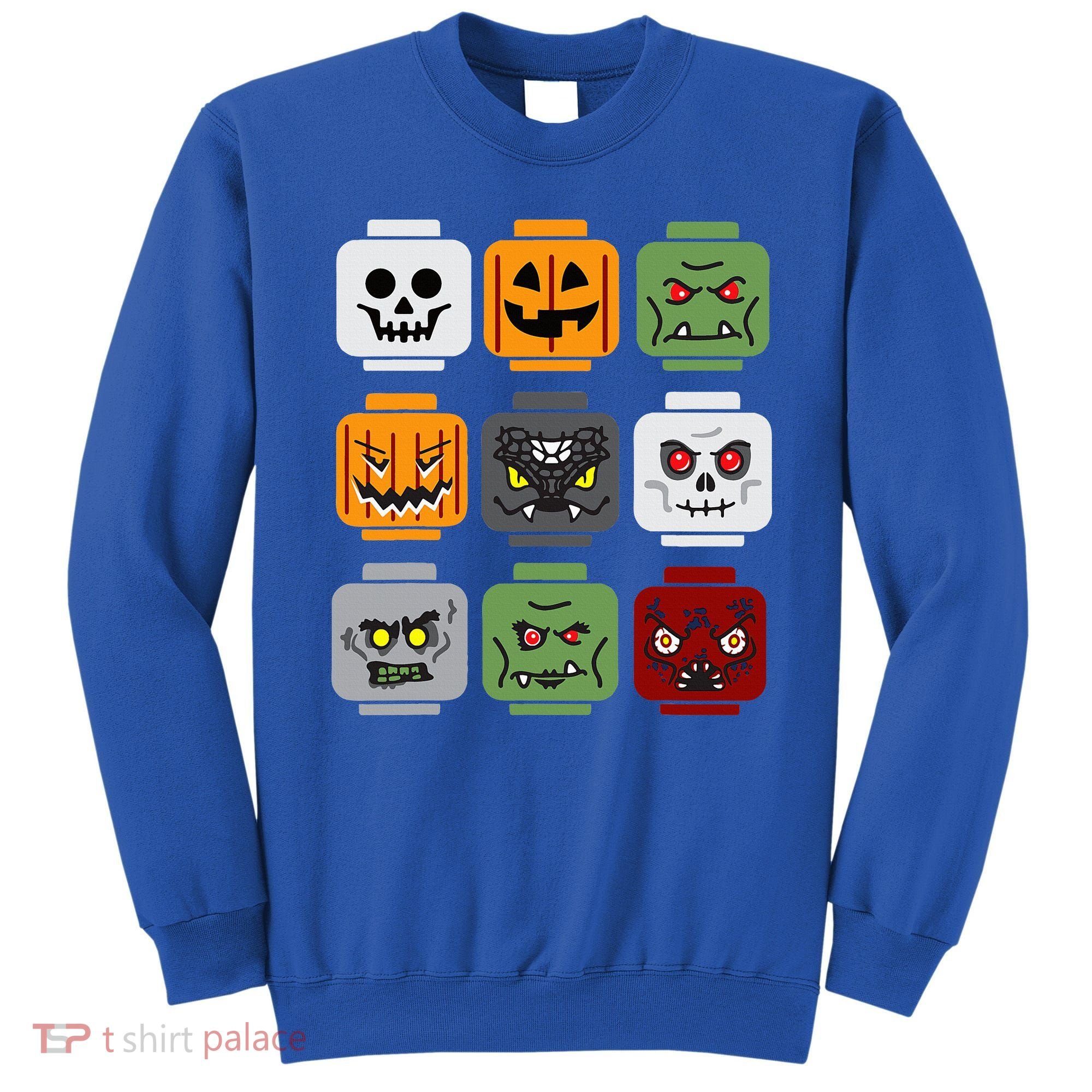 Halloween Building Brick Head Pumpkin Ghost Zombie Friends Sweatshirt