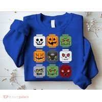 Halloween Building Brick Head Pumpkin Ghost Zombie Friends Sweatshirt thumb 2
