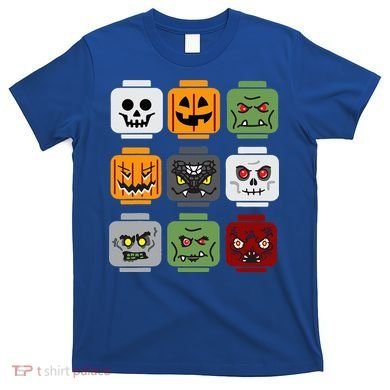 Halloween Building Brick Head Pumpkin Ghost Zombie Friends T-Shirt