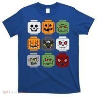 Halloween Building Brick Head Pumpkin Ghost Zombie Friends T-Shirt thumb 0
