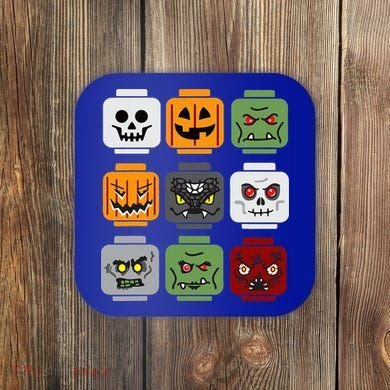 Halloween Building Brick Head Pumpkin Ghost Zombie Friends Coaster
