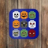 Halloween Building Brick Head Pumpkin Ghost Zombie Friends Coaster thumb 0