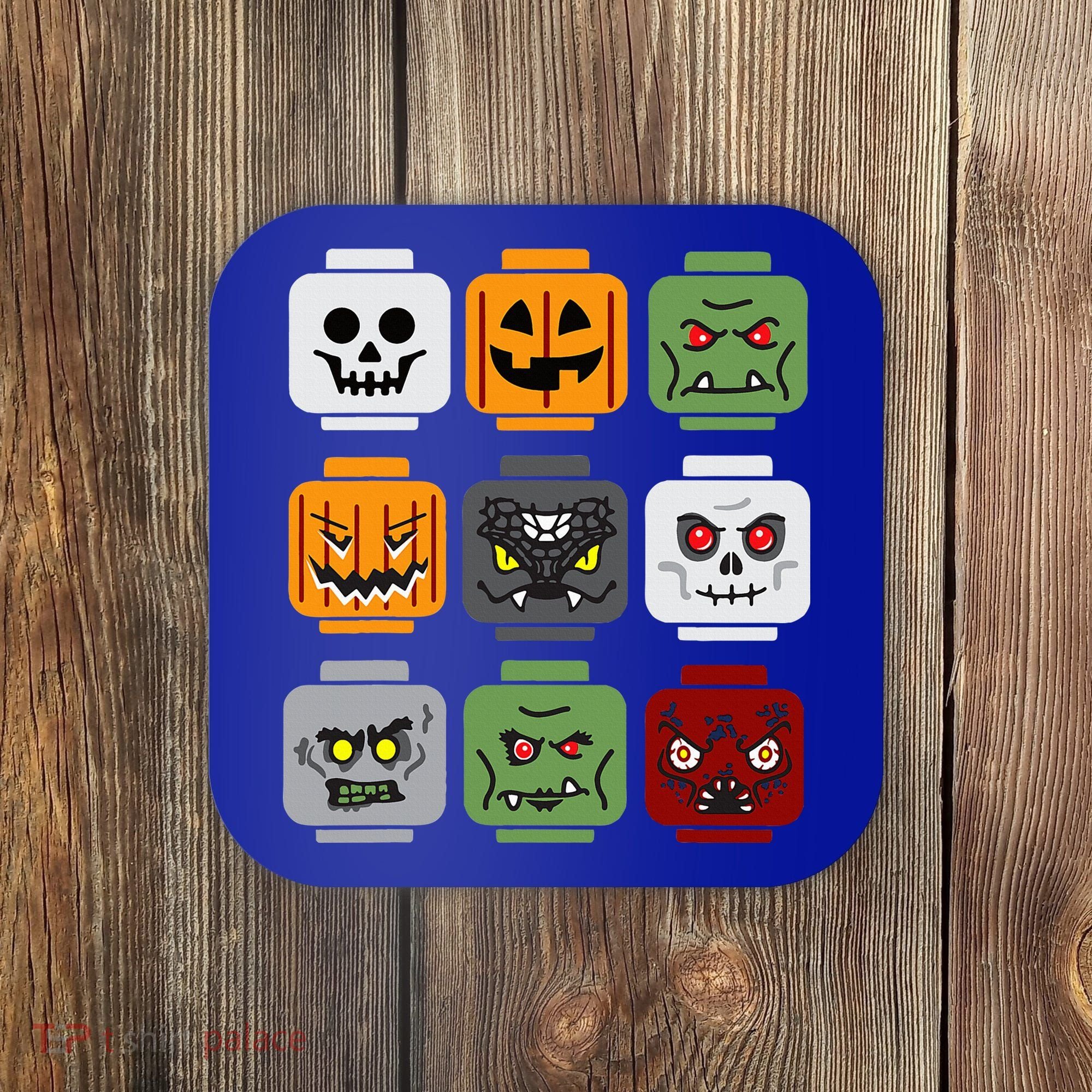 Halloween Building Brick Head Pumpkin Ghost Zombie Friends Coaster