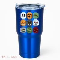 Halloween Building Brick Head Pumpkin Ghost Zombie Friends Tumbler thumb 0