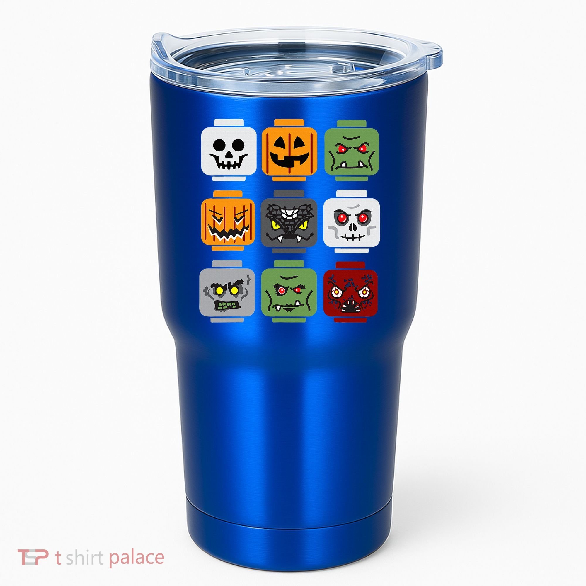 Halloween Building Brick Head Pumpkin Ghost Zombie Friends Tumbler