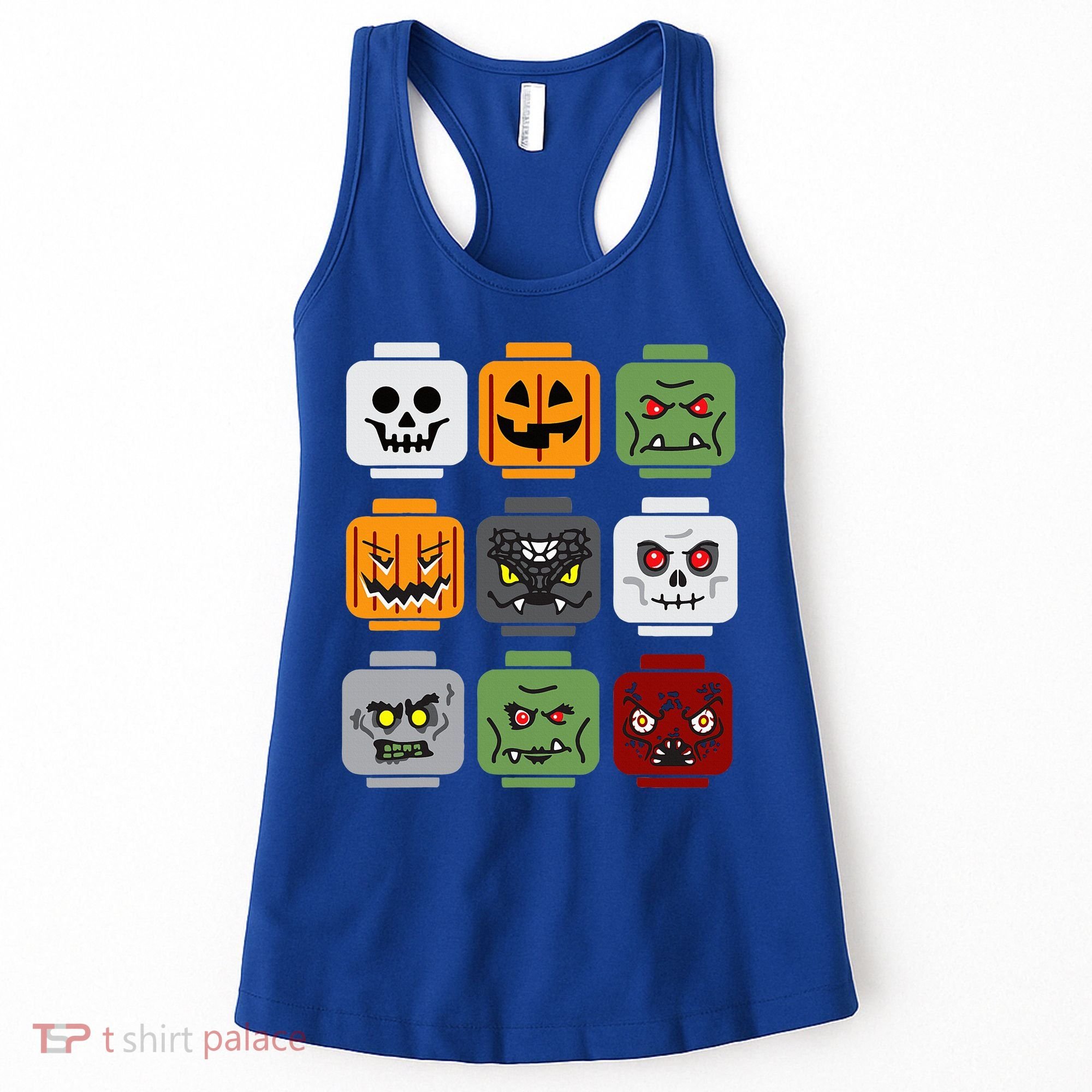 Halloween Building Brick Head Pumpkin Ghost Zombie Friends Women's Tank Top