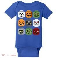 Halloween Building Brick Head Pumpkin Ghost Zombie Friends Baby Bodysuit thumb 0